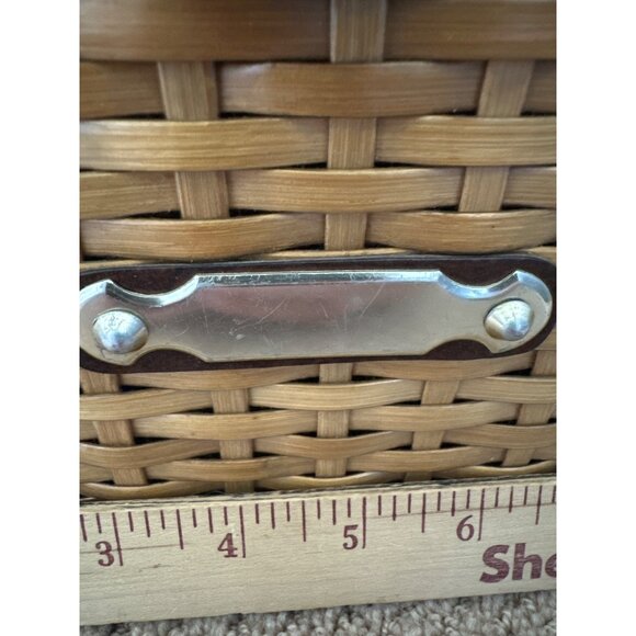 Vintage Basket Handbag Purse MCM Leather Handle Quality Clasp Engraving Plate - Picture 5 of 10